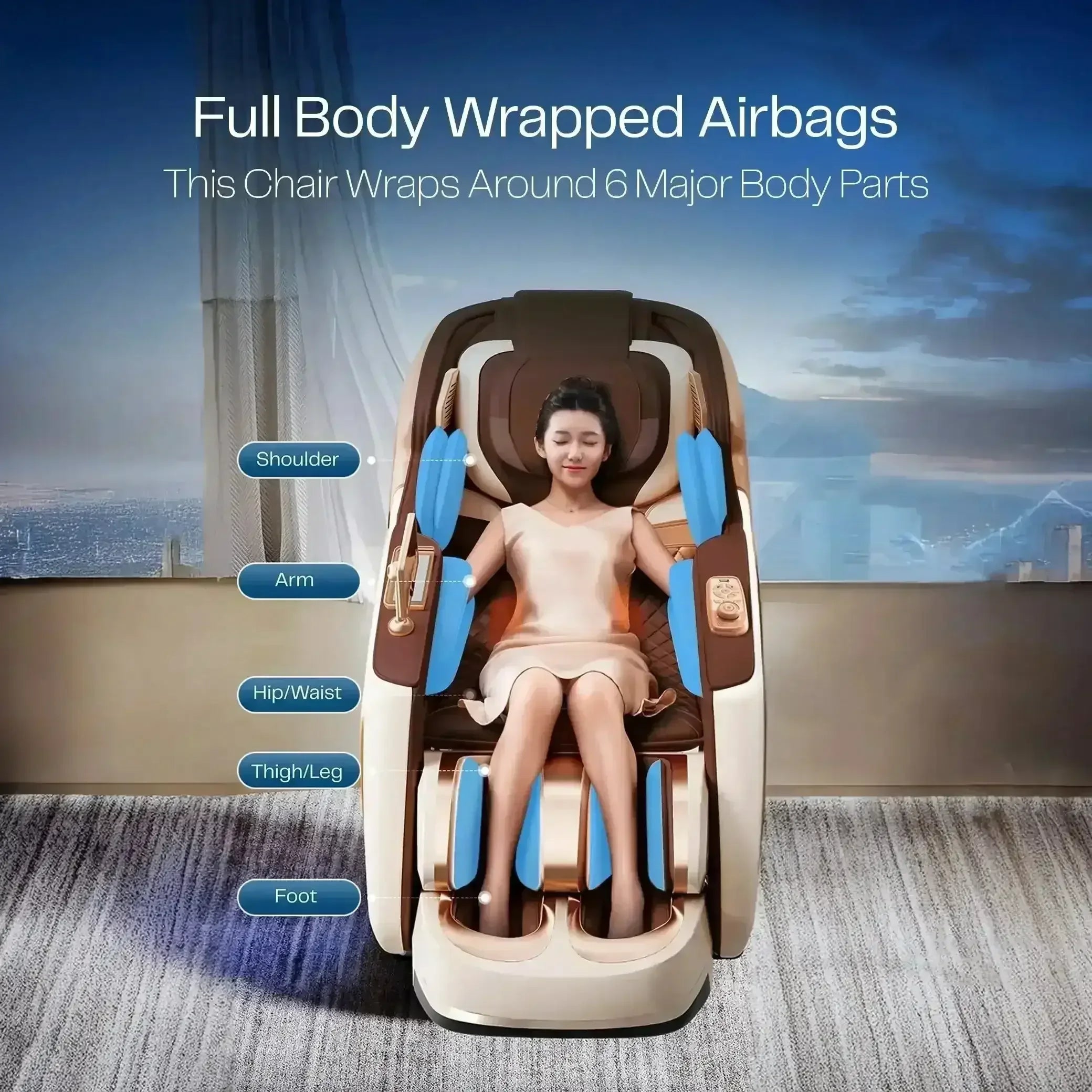 TAURUS Hoyogen Massage Chair (Champagne) - Rotai - Best Massage Chair in Dubai UAE - Shop massage chairs in UAE, Saudi Arabia -Therapy Massage Chairs - Back, Neck, & Leg Pain Relief