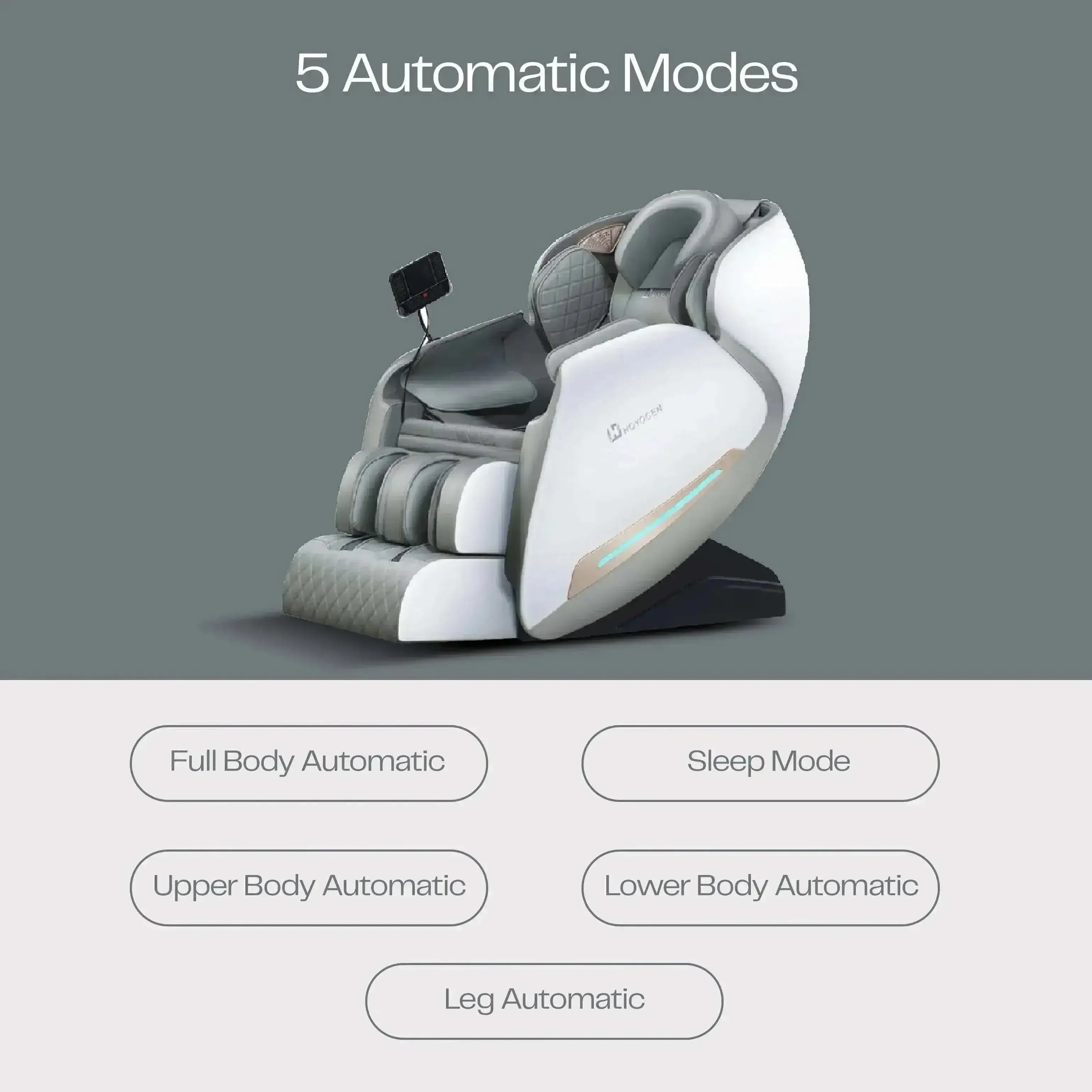 Luxury massage chair with five automatic modes, including full body and sleep mode options