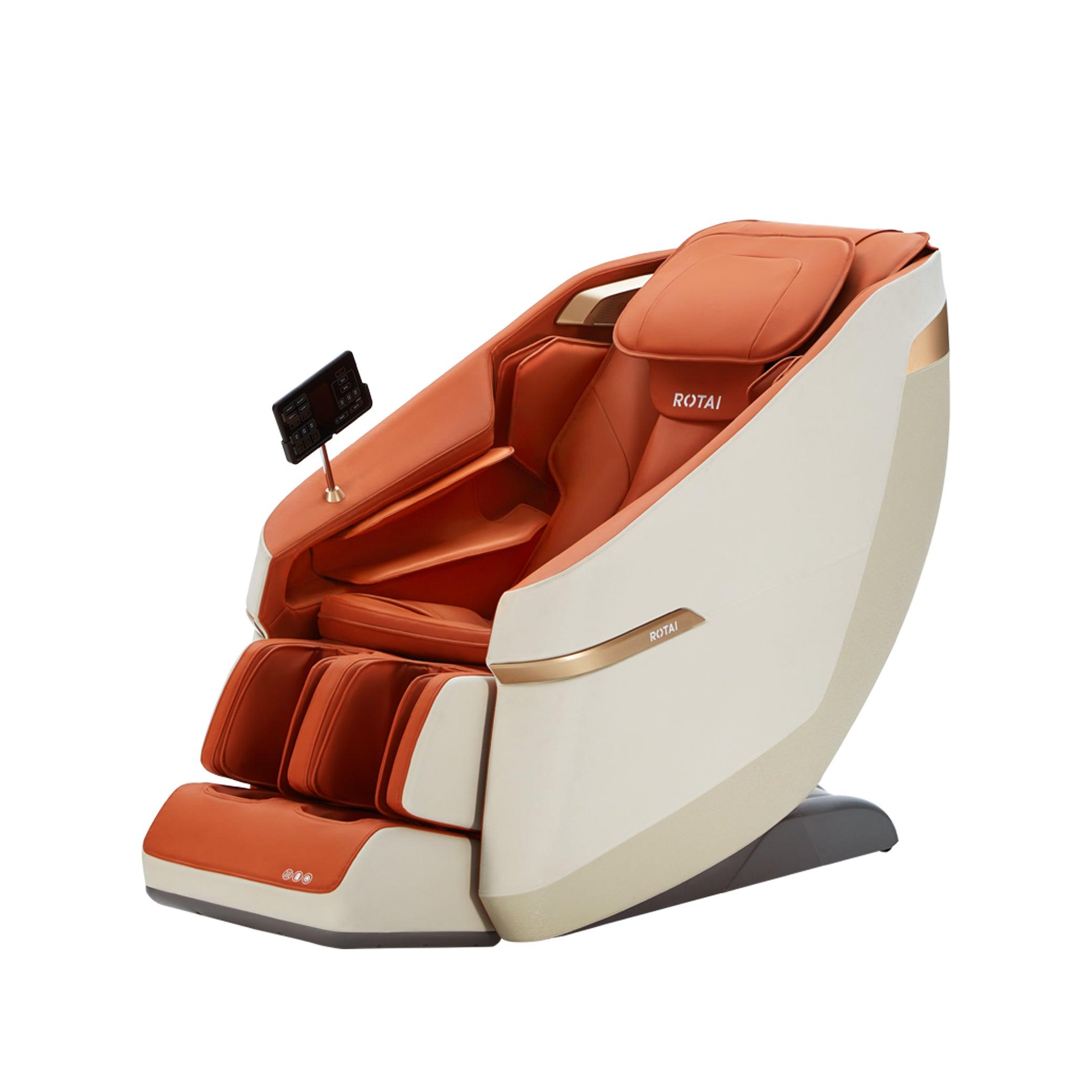 Orange Jimny massage chair with advanced features, 10-year warranty, and 1-Press Start Rocking function. Best massage chair in UAE and Dubai.