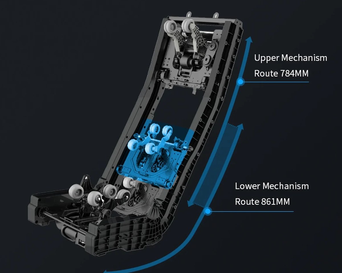 Lambo Luxury Massage Chair dual mechanism covering 784 mm upper and 861 mm lower range